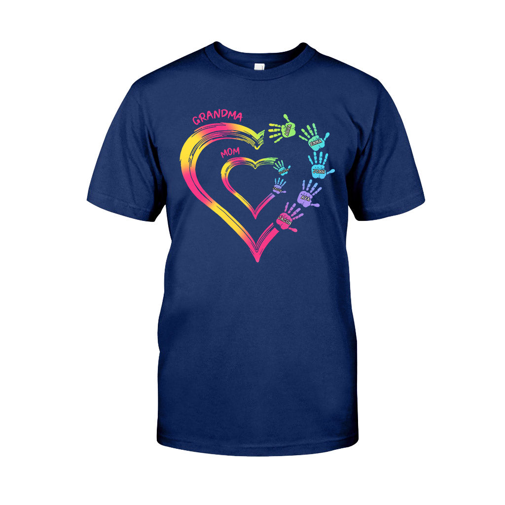 Any Title Of Mother And Grandma Double Heart Colorful - Personalized Grandma T-shirt And Hoodie