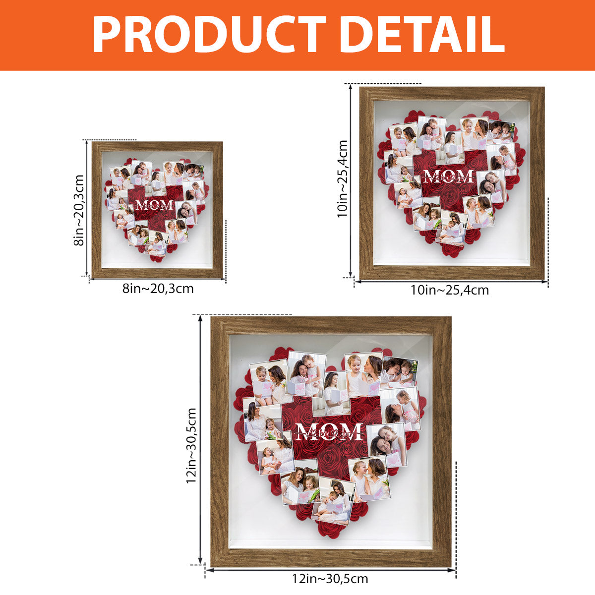 Heart Photos Polaroid Mom We Love You - Personalized Mother Flower Shadow Box