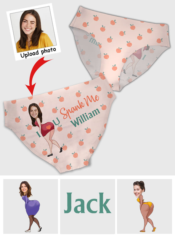 Spank Me Custom Photo And Name - Personalized Couple Women's Briefs