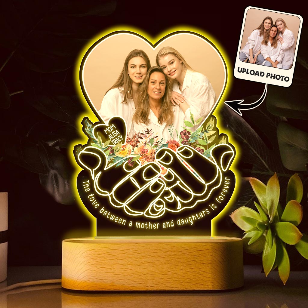 The love Between A Mother And Children Is Forever - Personalized Mother Shaped Plaque Light Base