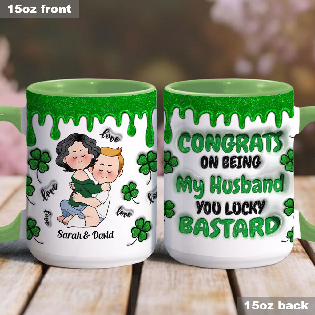 Congrats On Being My Husband - Personalized Husband And Wife Accent Mug