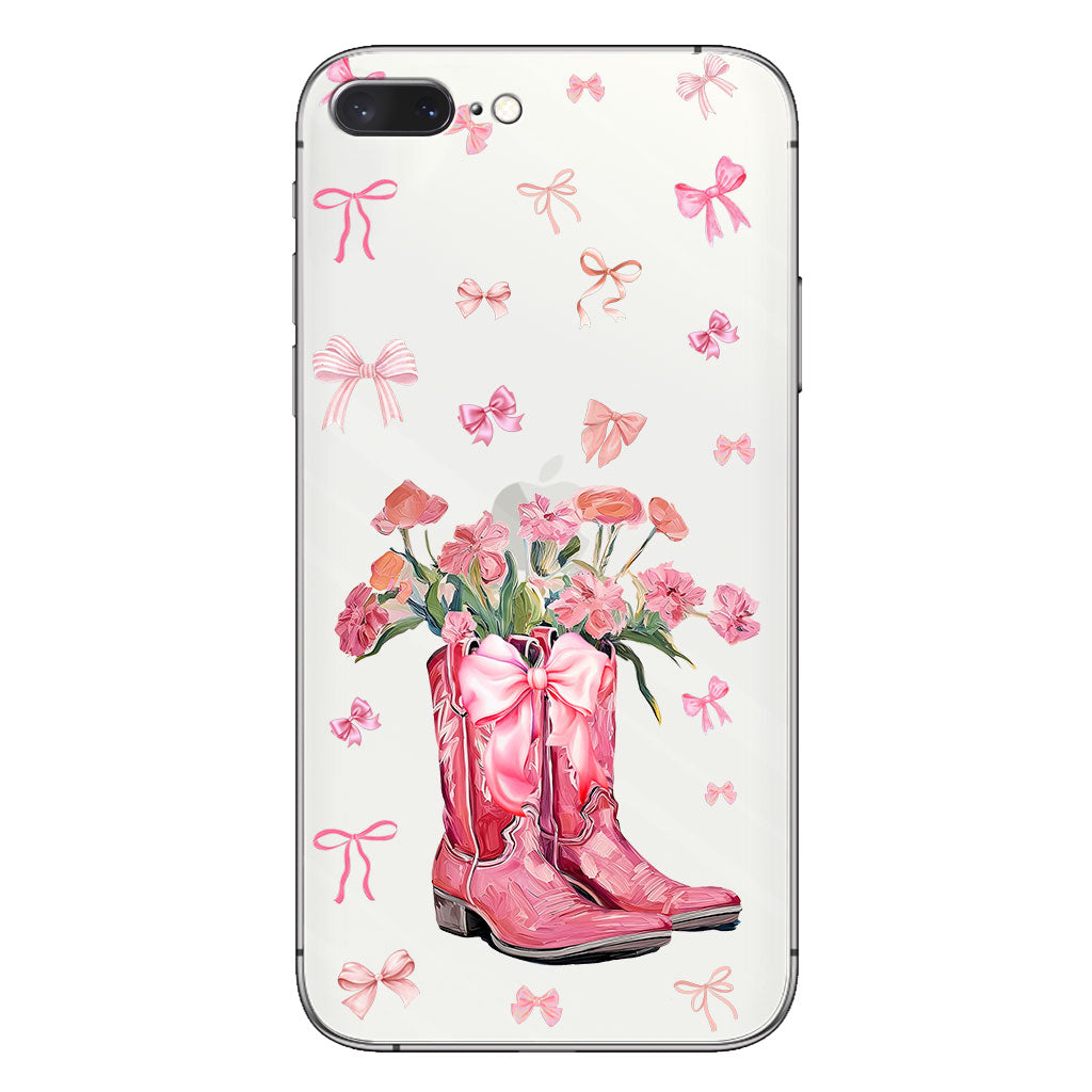 Cowgirl Boots Coquette - Personalized Horse Clear Phone Case
