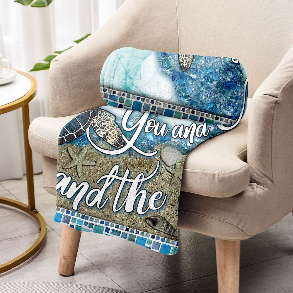 You And Me And The Beach - Personalized Couple Blanket