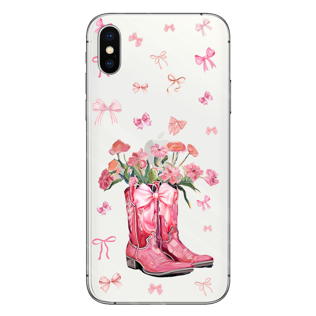 Cowgirl Boots Coquette - Personalized Horse Clear Phone Case