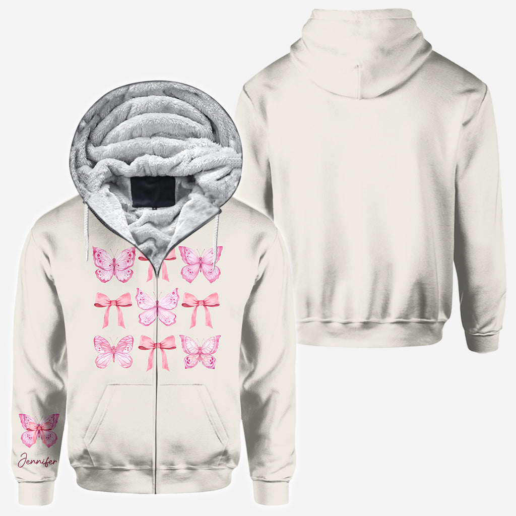 Pink Ribbon Coquette Bow Watercolor Butterfly - Personalized Butterfly All Over Shirt