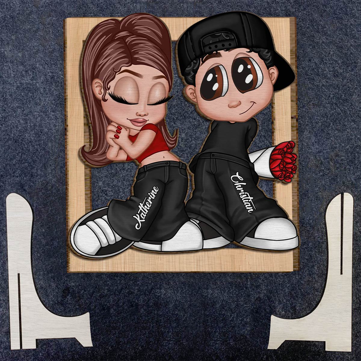 Y2K Couple - Personalized Couple 2 Layered Wood Sign / Wood Plaque