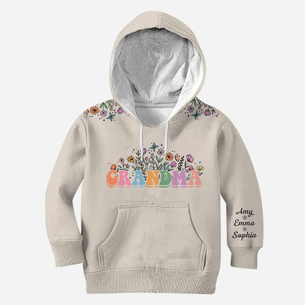 Flower With Any Title - Personalized Grandma All Over Shirt