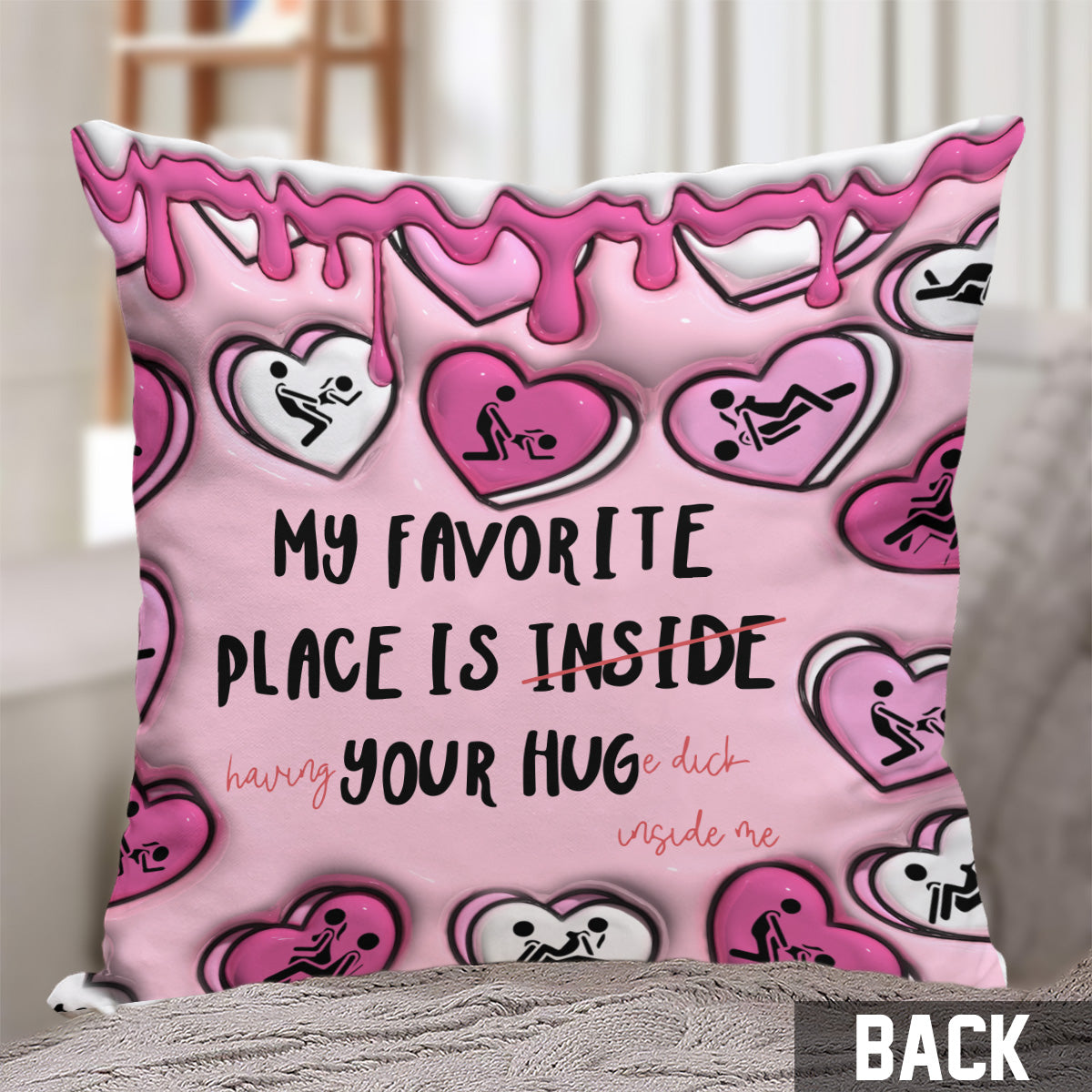 My Favorite Place Is Inside Your Hug Heart Candy - Personalized Couple Throw Pillow