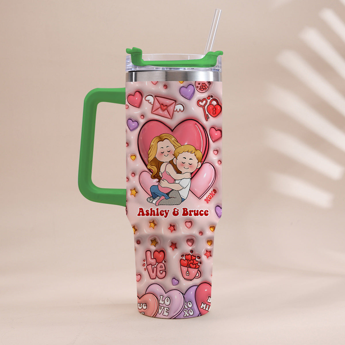 I Love You - Personalized Couple Tumbler With Handle