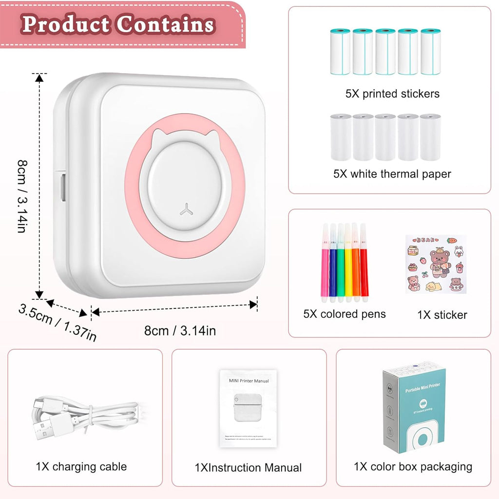 Mini-Thermodrucker mit niedlicher Katze - Mini-Thermodrucker