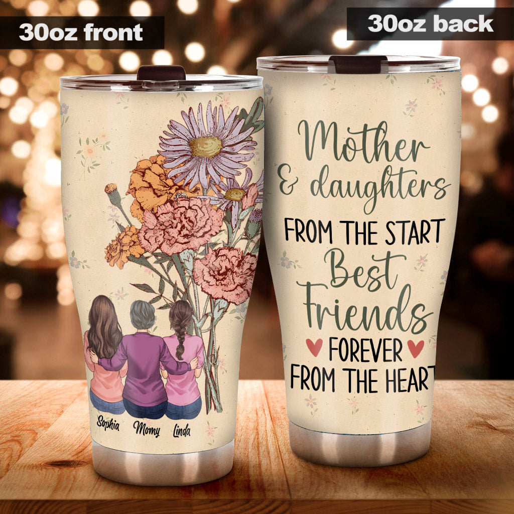 Mother And Children Birth Flowers - Personalized Mother Tumbler