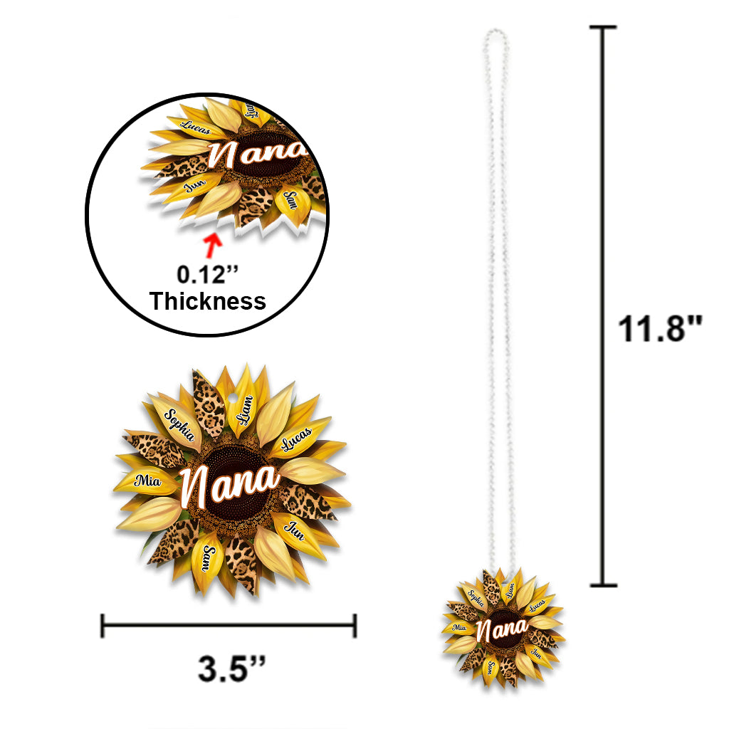 Nana Mom Auntie Family Sunflower - Personalized Grandma Car Ornament