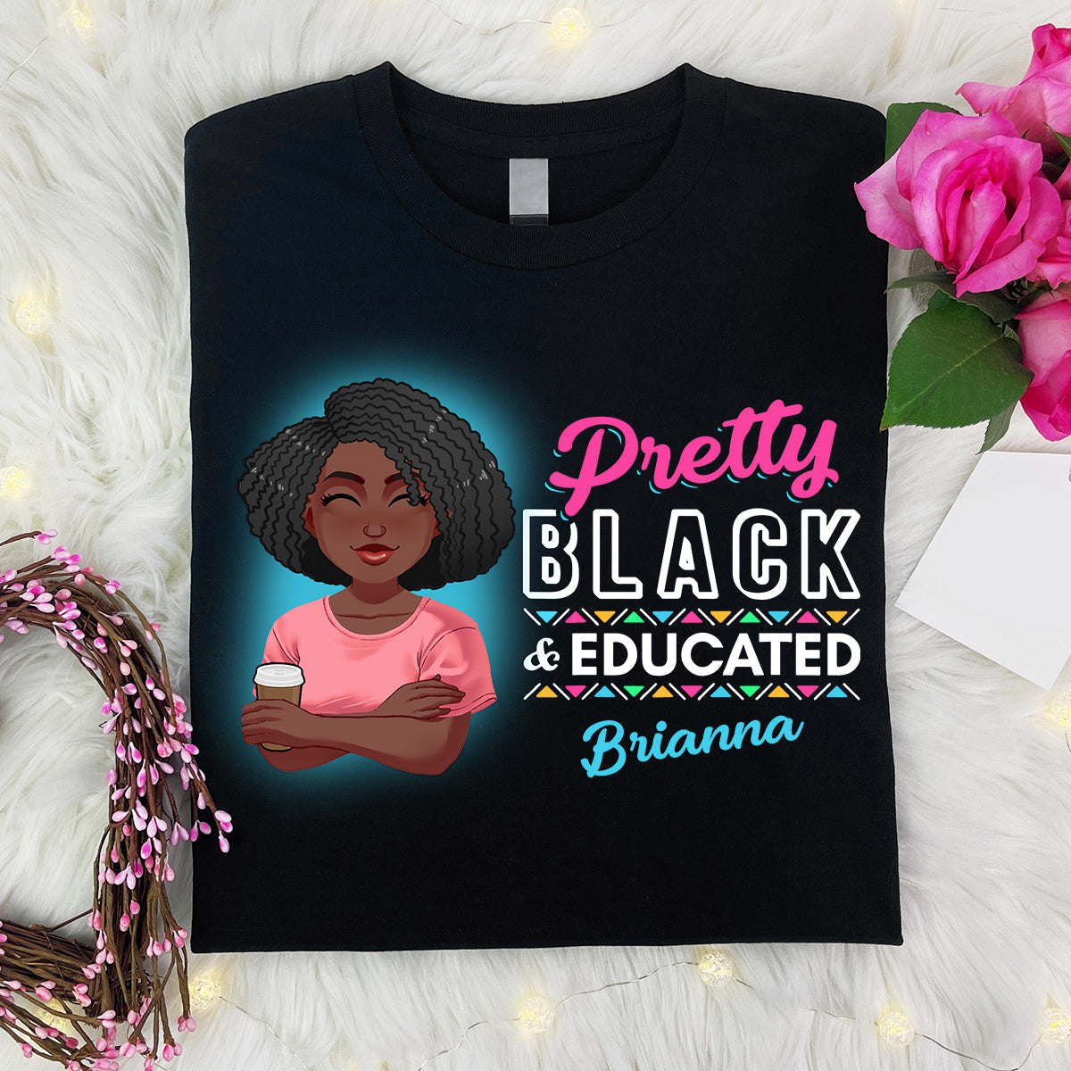 Jolie Noire et Éduquée - T-shirt et sweat à capuche personnalisés pour Afro-Américains