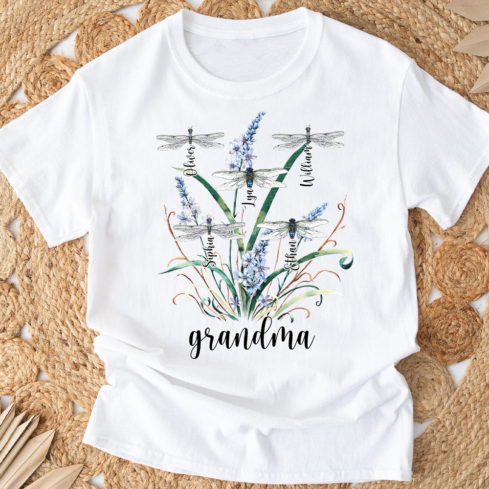 Grandma Mother Dragonfly - Personalized Grandma T-shirt And Hoodie