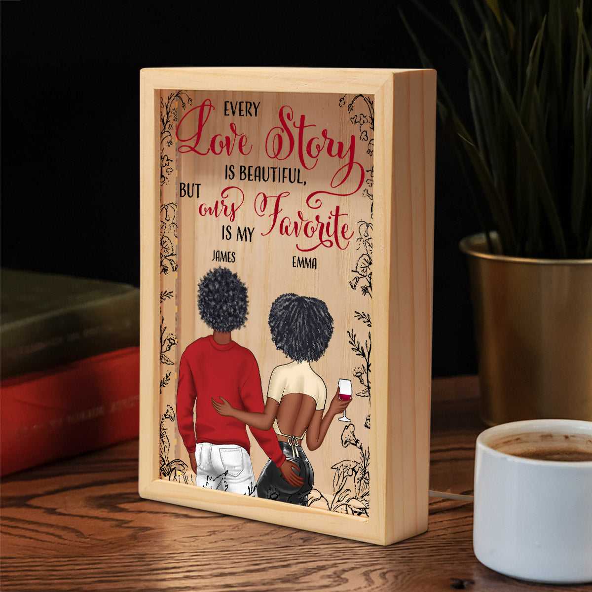 Every Love Story Is Beautiful But Ours Is My Favorite - Personalized Couple Picture Frame Light Box