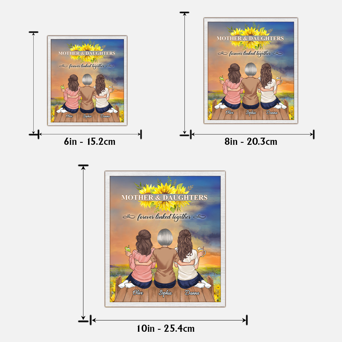 Mother And Daughters - Personalized Mother 2 Layered Wood Sign / Wood Plaque