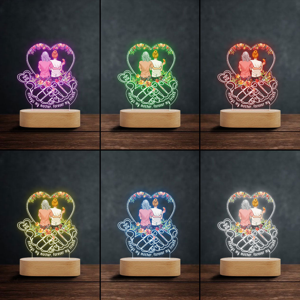 Always My Mother Forever My Friend - Personalized Mother Shaped Plaque Light Base