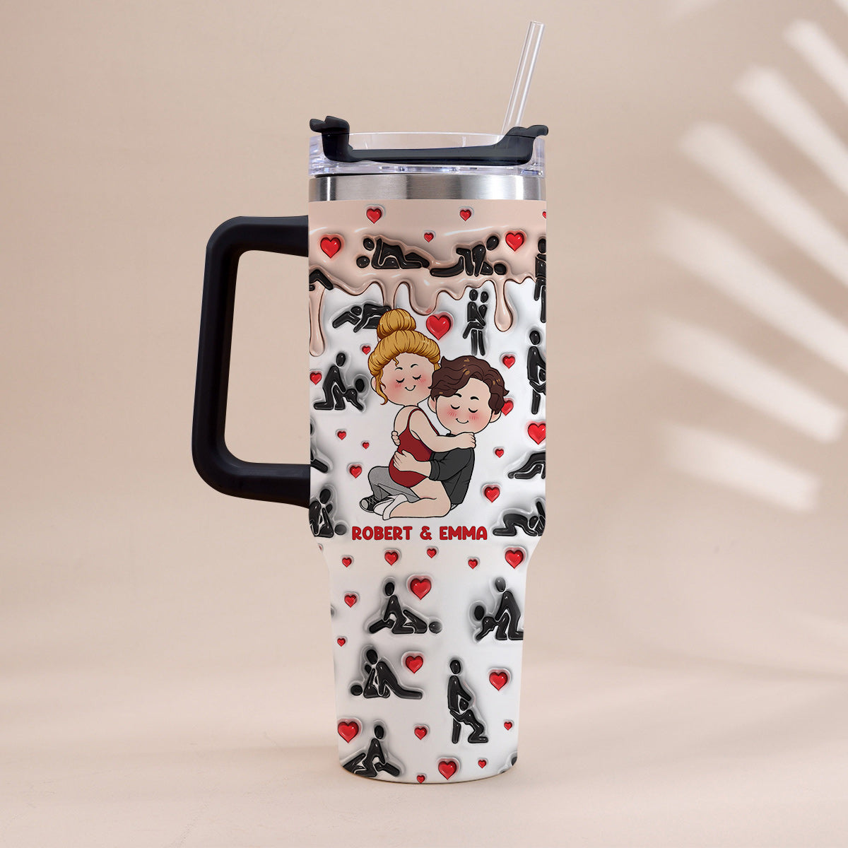 My Favorite Thing To Do Is You - Personalized Couple Tumbler With Handle