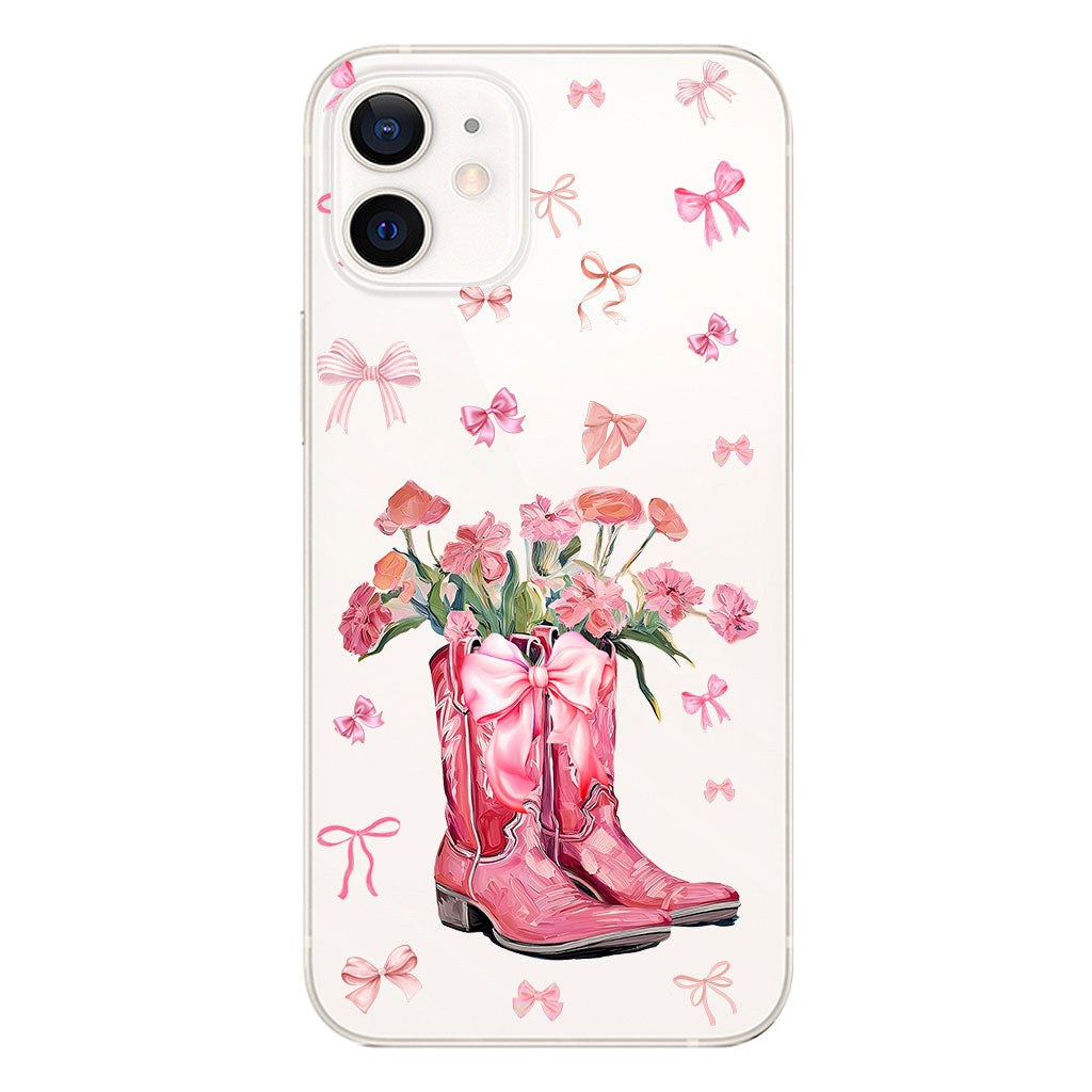 Cowgirl Boots Coquette - Personalized Horse Clear Phone Case