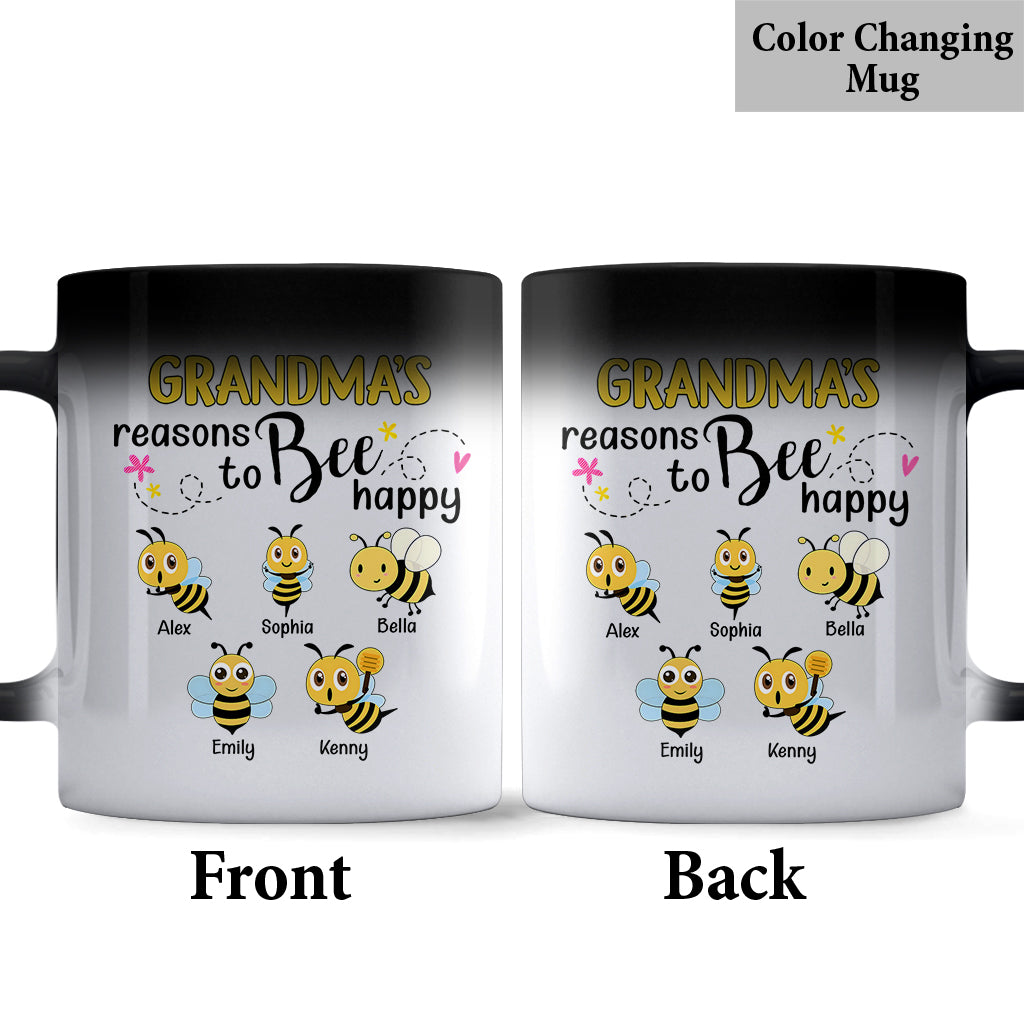 Les raisons de grand-mère d'être heureuse - Mug abeille personnalisé