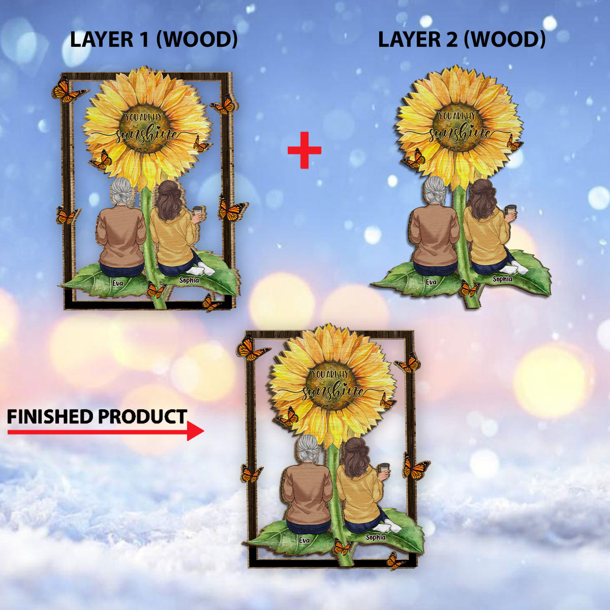 You Are My Sunshine - Personalized Mother 2 Layered Wood Sign / Wood Plaque