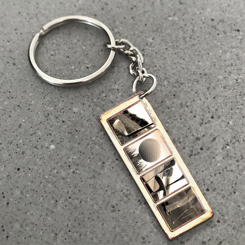 Vintage Golf Custom Name - Personalized Golf Keychain
