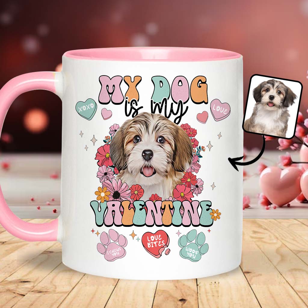 My Dog Is My Valentine - Personalized Dog Accent Mug
