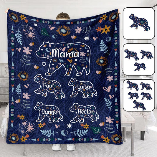 Mama Bear Floral - Personalized Mother Blanket
