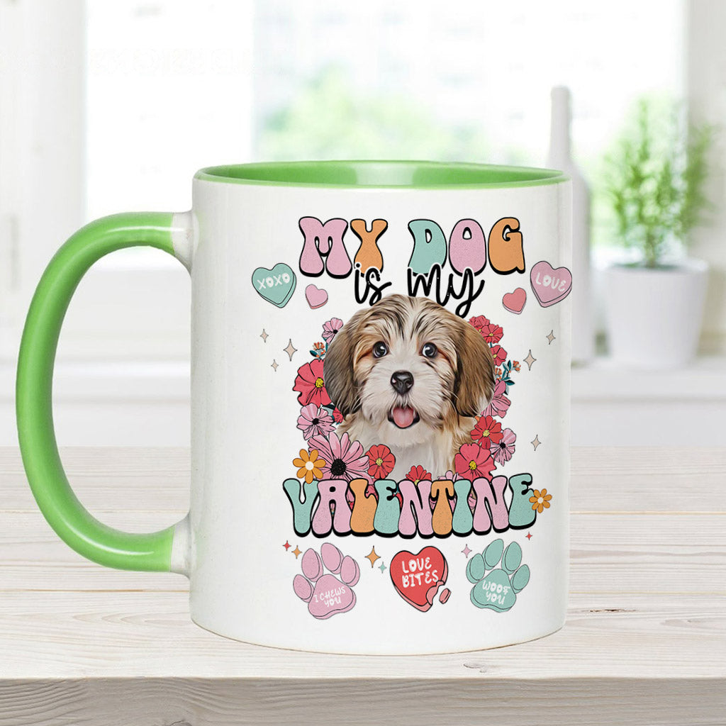 My Dog Is My Valentine - Personalized Dog Accent Mug