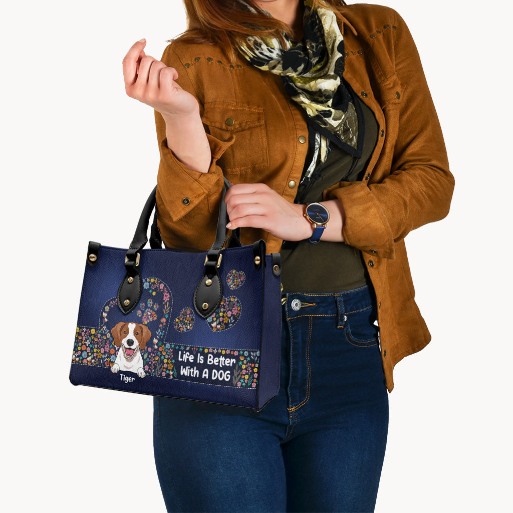 Life Is Better With Dogs - Personalized Dog Leather Handbag