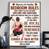 Bedroom&#39;s Rule Don&#39;t Forget To Lock The Door - Personalized Couple Canvas And Poster