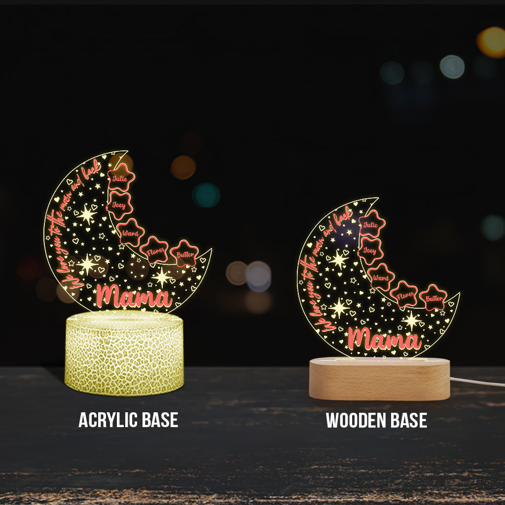 Wir lieben dich bis zum Mond und zurück – Personalisierte, Oma-förmige Plakettenleuchte