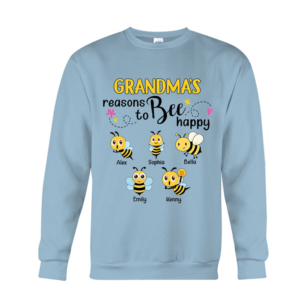 Grandma's Reasons To Bee Happy - Personalized Bee T-shirt And Hoodie
