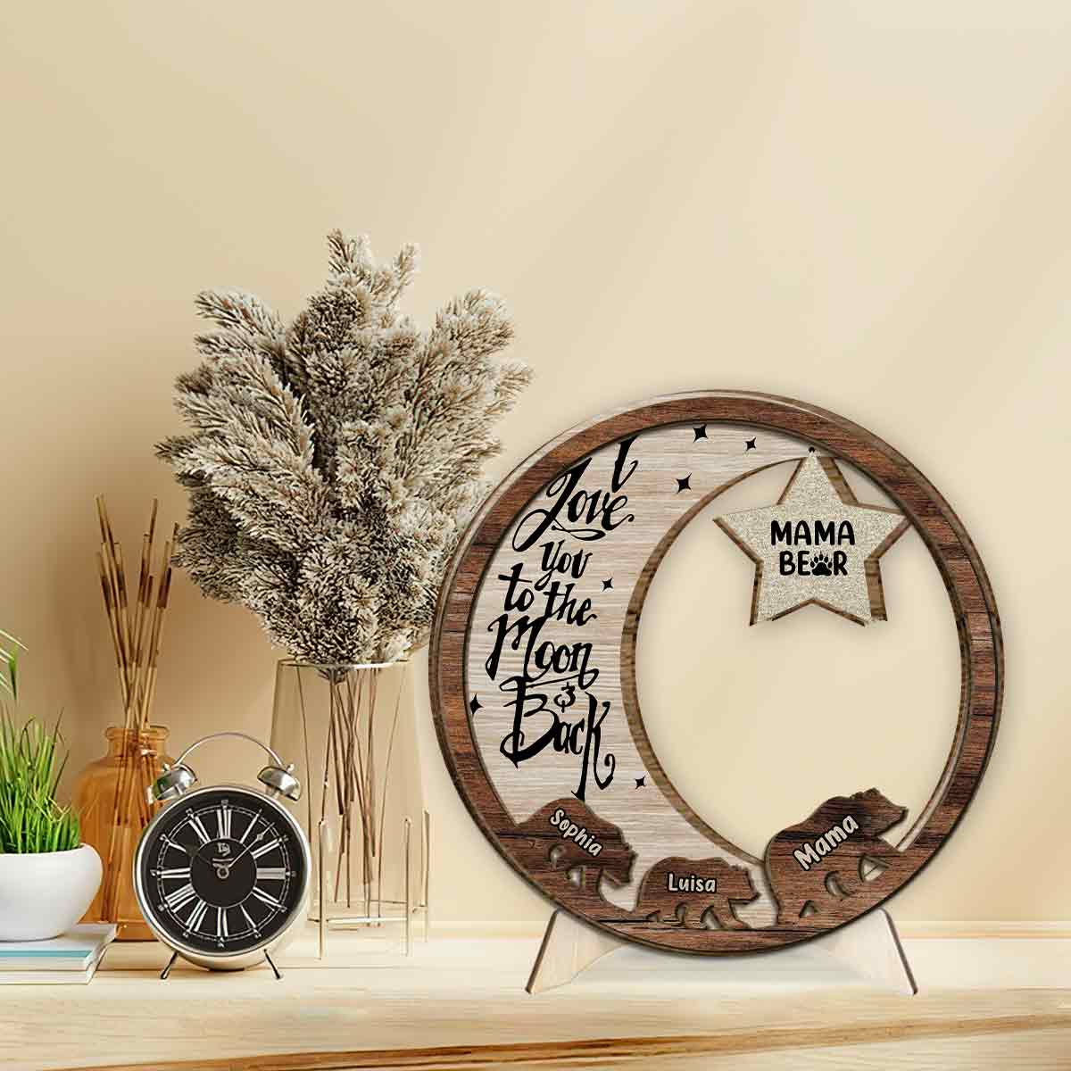 Mama Bear Custom Any Title - Personalized Mother 2 Layered Wood Sign / Wood Plaque