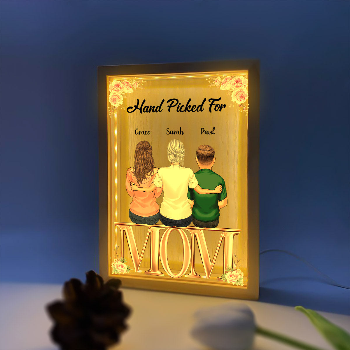 Hand Picked Flower For Mom - Personalized Mother Picture Frame Light Box