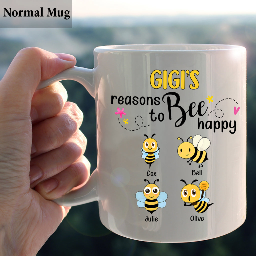 Les raisons de grand-mère d'être heureuse - Mug abeille personnalisé