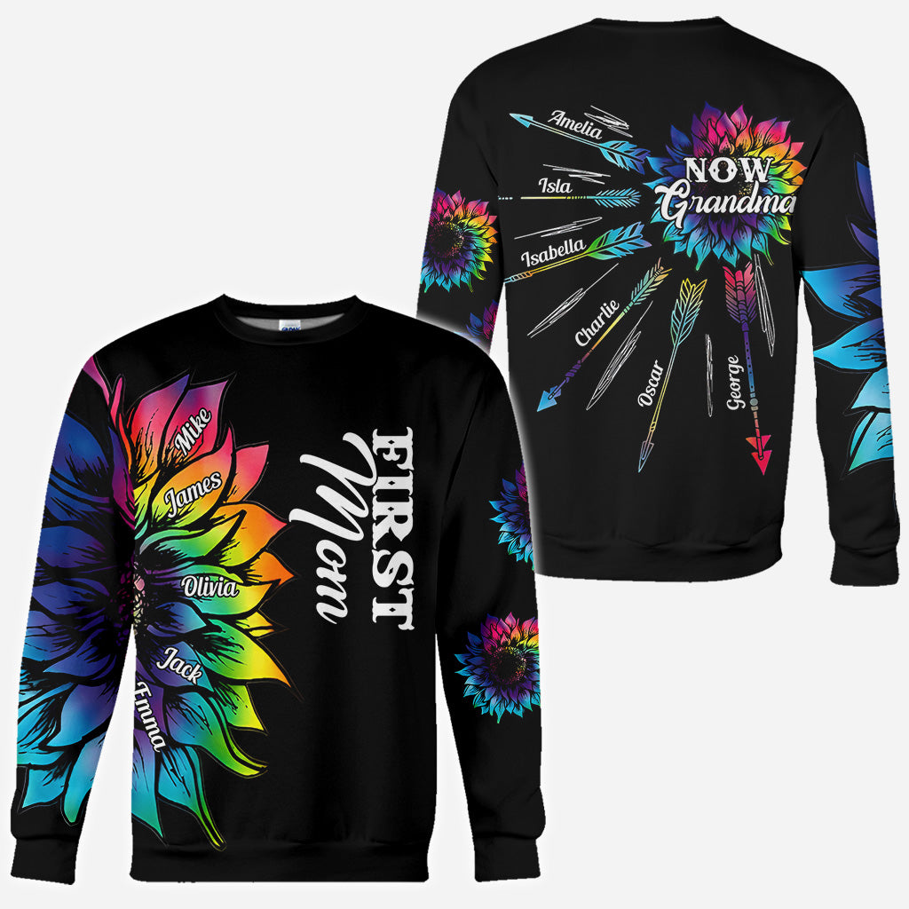 First Mother Now Grandma With Any Title And Kid Name - Personalized Mother All Over Shirt