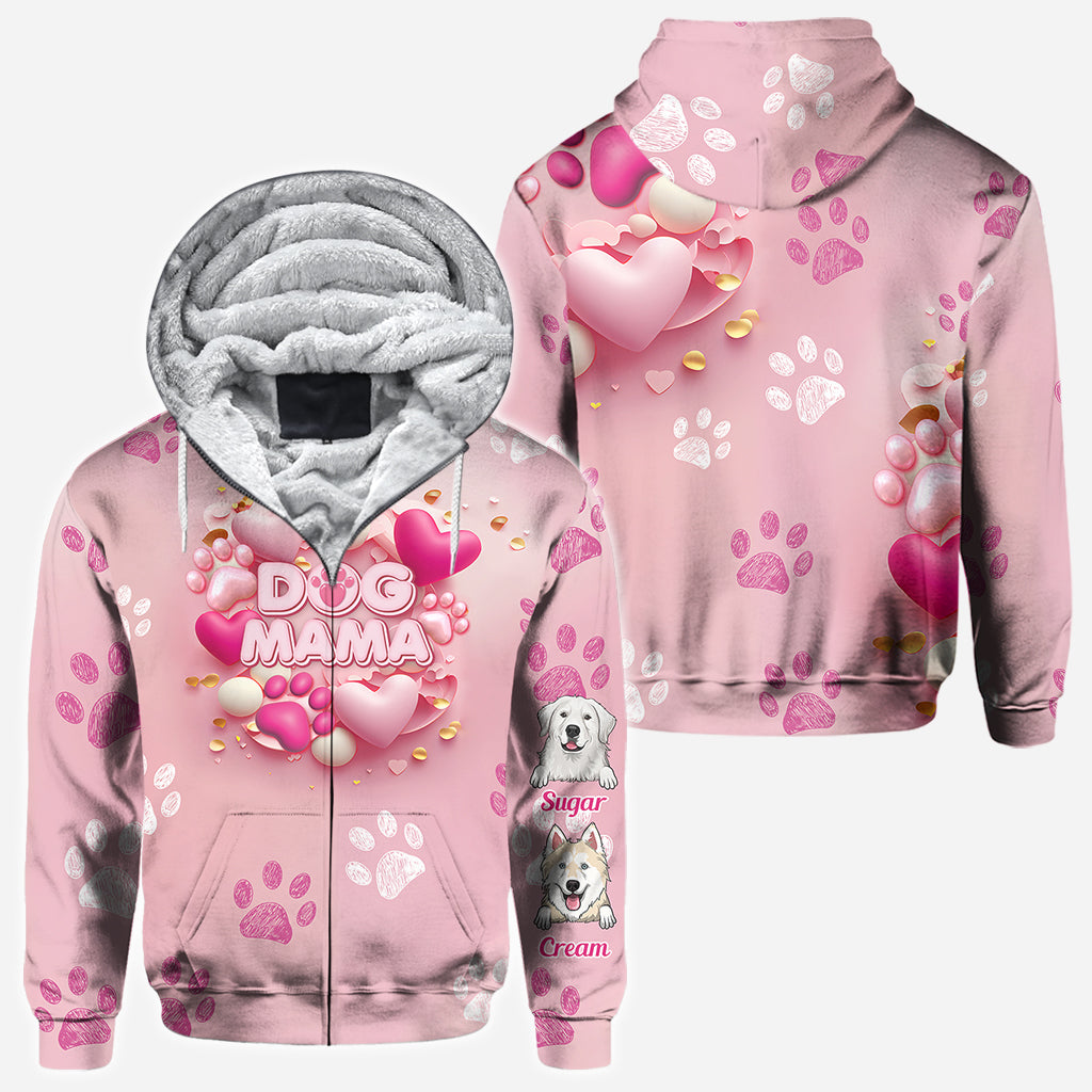 T-shirt personnalisé pour chien et chat avec cœur rose 3D - Maman à fourrure