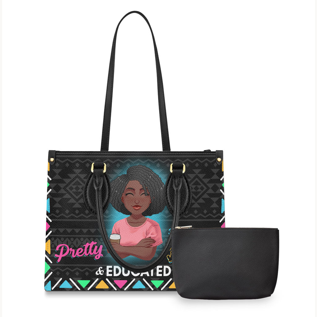 Pretty Black & Educated - Personalized African American Leather Handbag