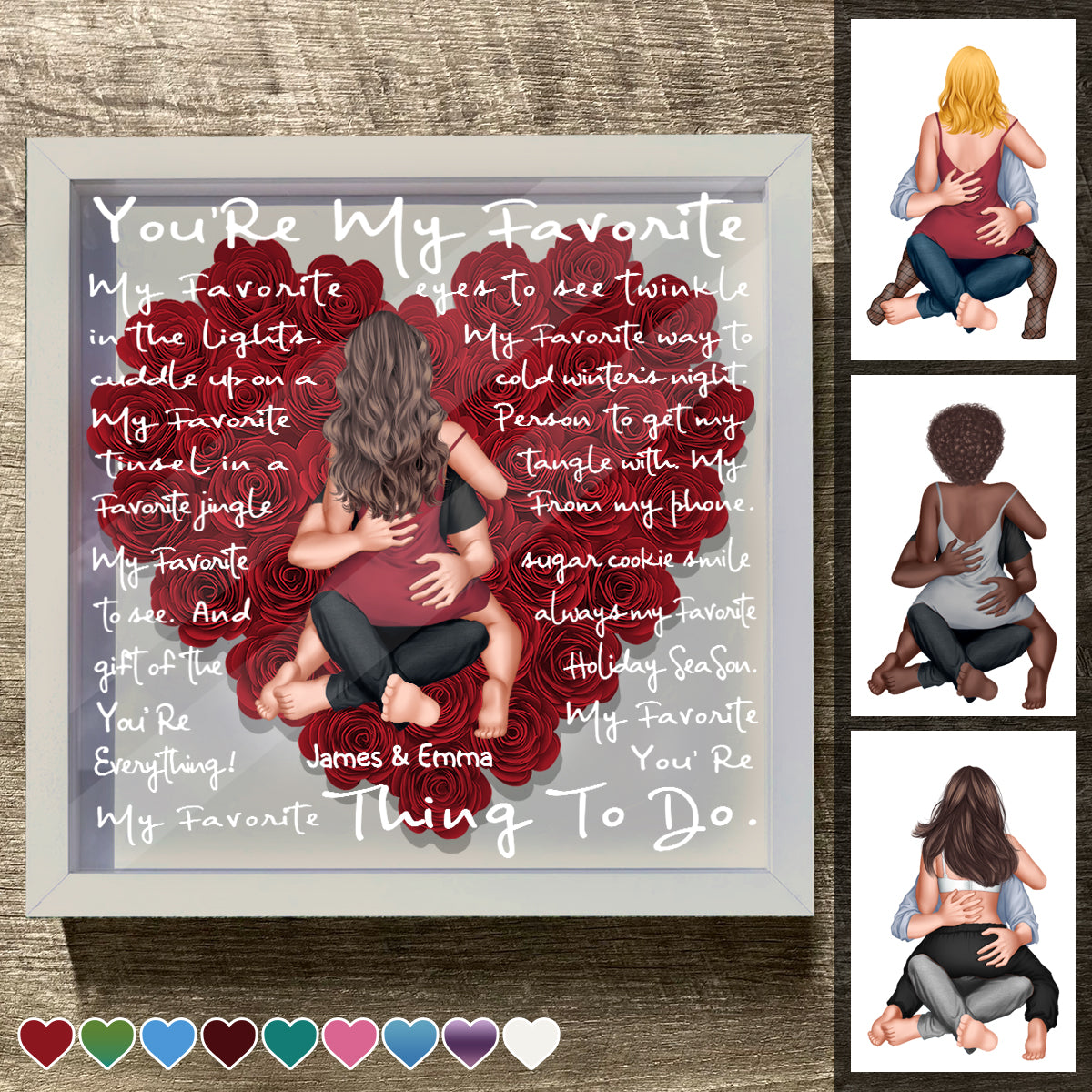 You're My Favorite - Personalized Couple Flower Shadow Box