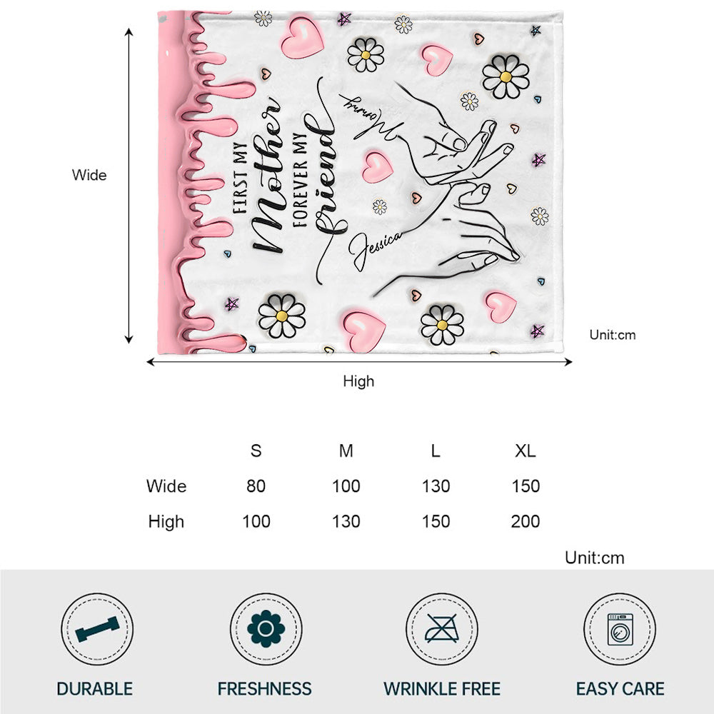 First My Mother Forever My Friend - Personalized Mother Blanket