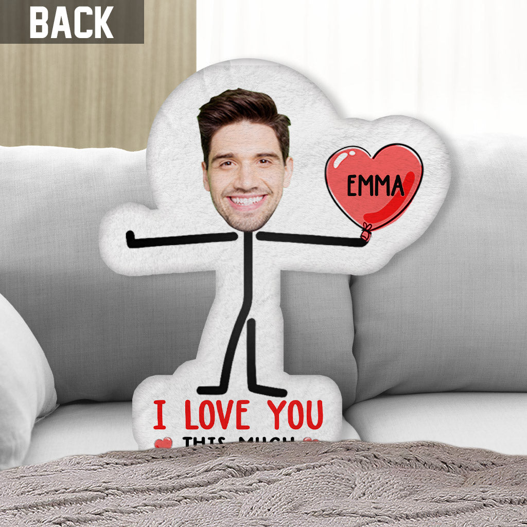 I Love You This Much Custom Photo Keychain For Couples - Personalized Couple Shaped Pillow