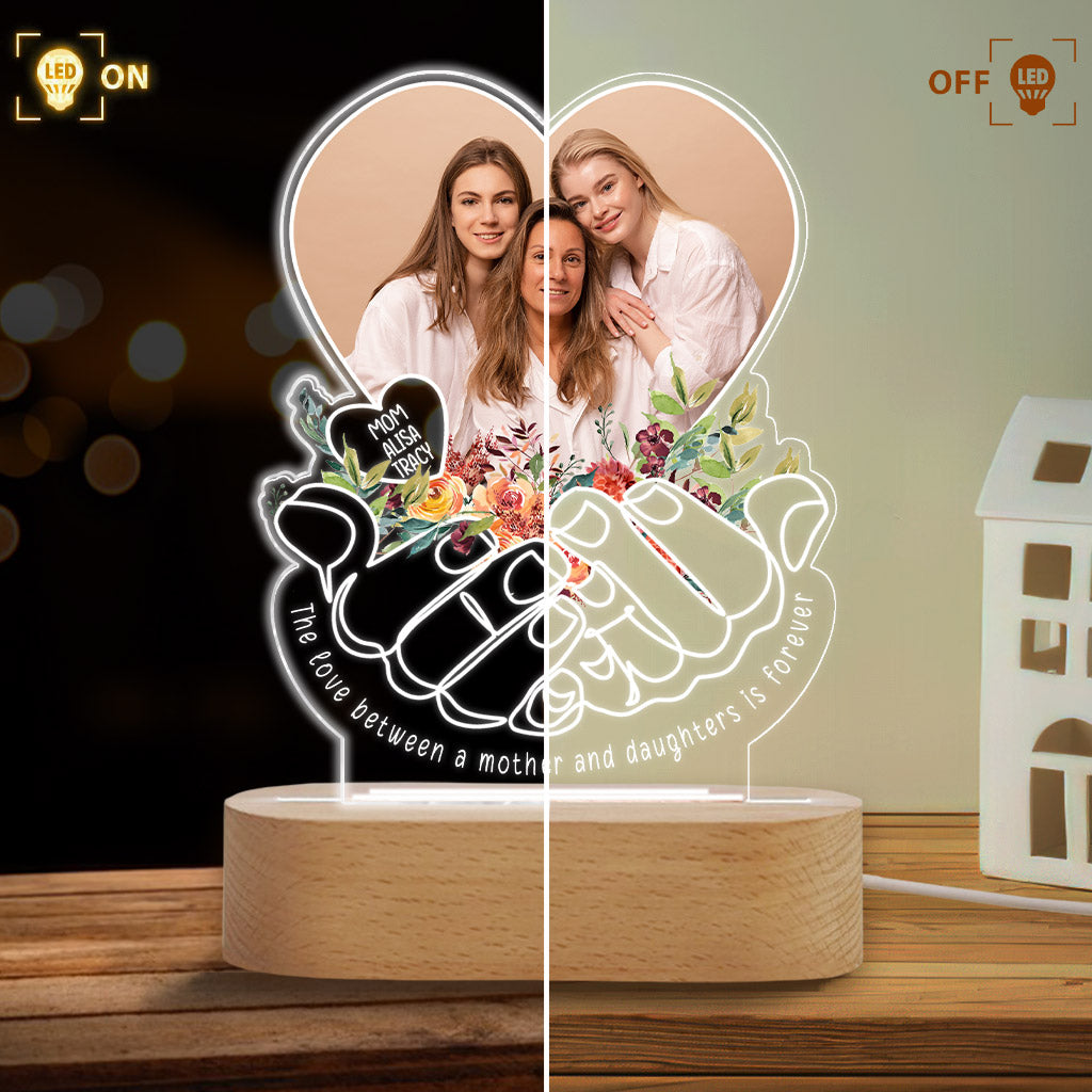 The love Between A Mother And Children Is Forever - Personalized Mother Shaped Plaque Light Base
