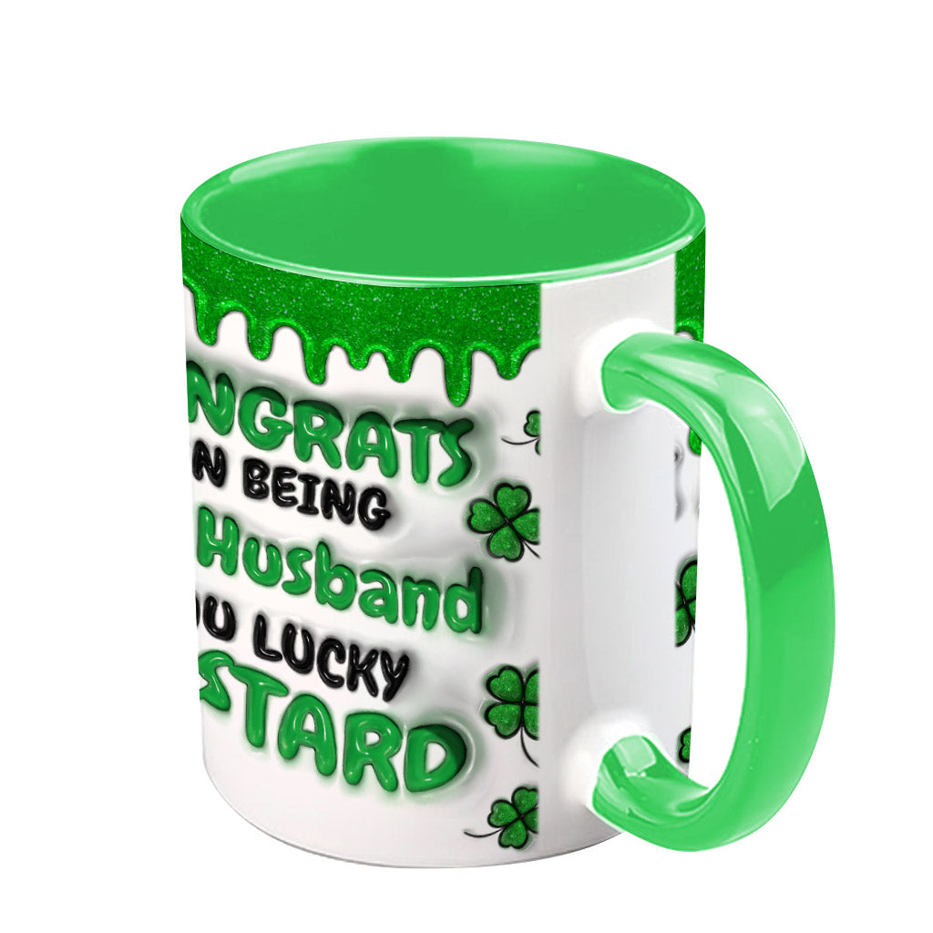Congrats On Being My Husband - Personalized Husband And Wife Accent Mug