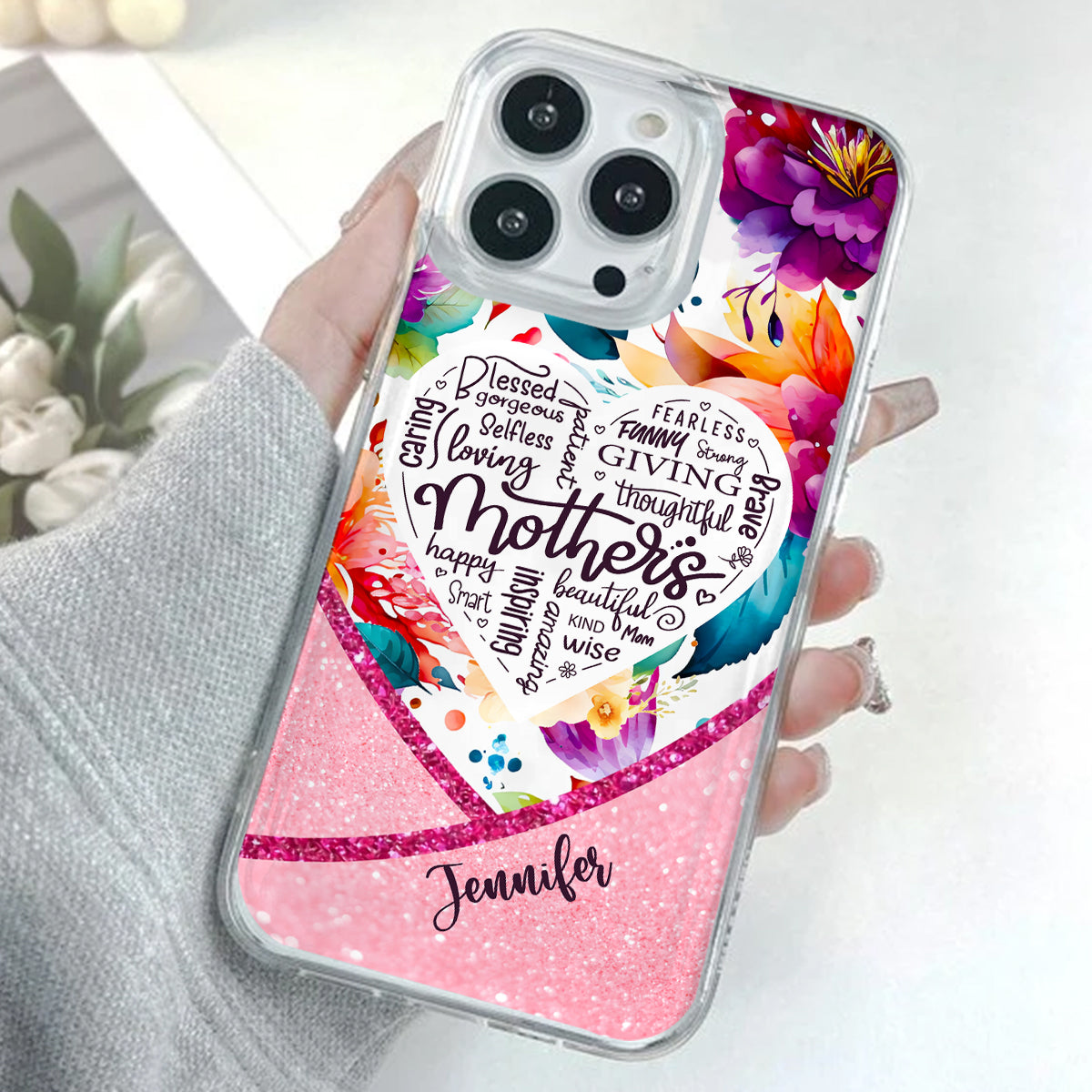 Mothers Is Beautiful Vibrant Floral - Personalized Mother Clear Phone Case