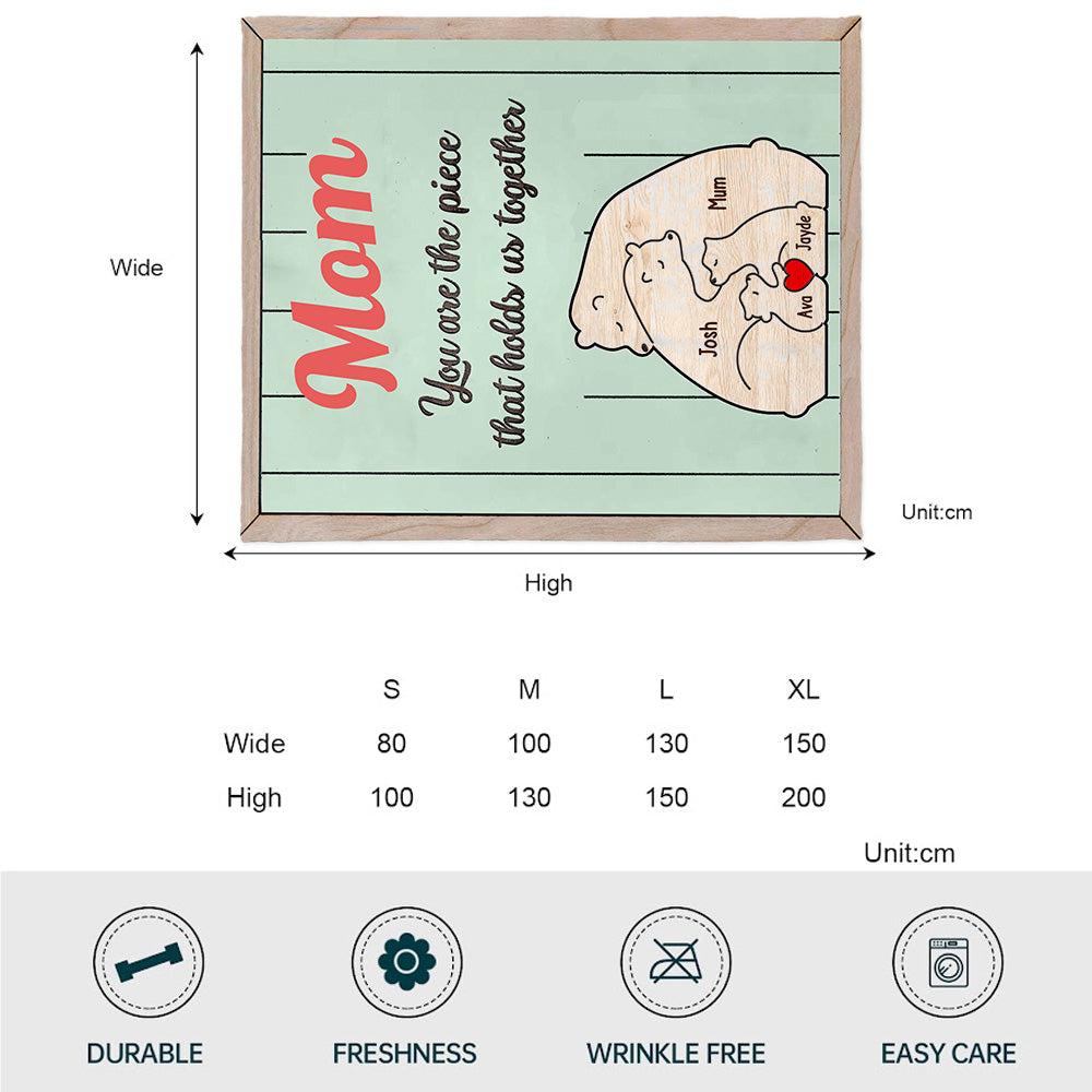 You're The Piece That Holds Us Together Mama Bear - Personalized Mother Blanket