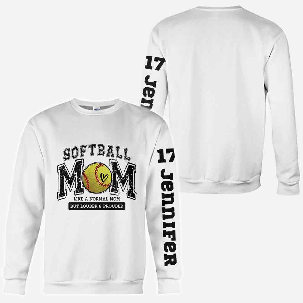 Softball Mom Louder Prouder - Personalized Softball All Over Shirt