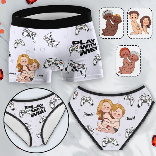 Play With Me - Personalized Video Game Lace Border Women Briefs And Men’s Boxer Briefs