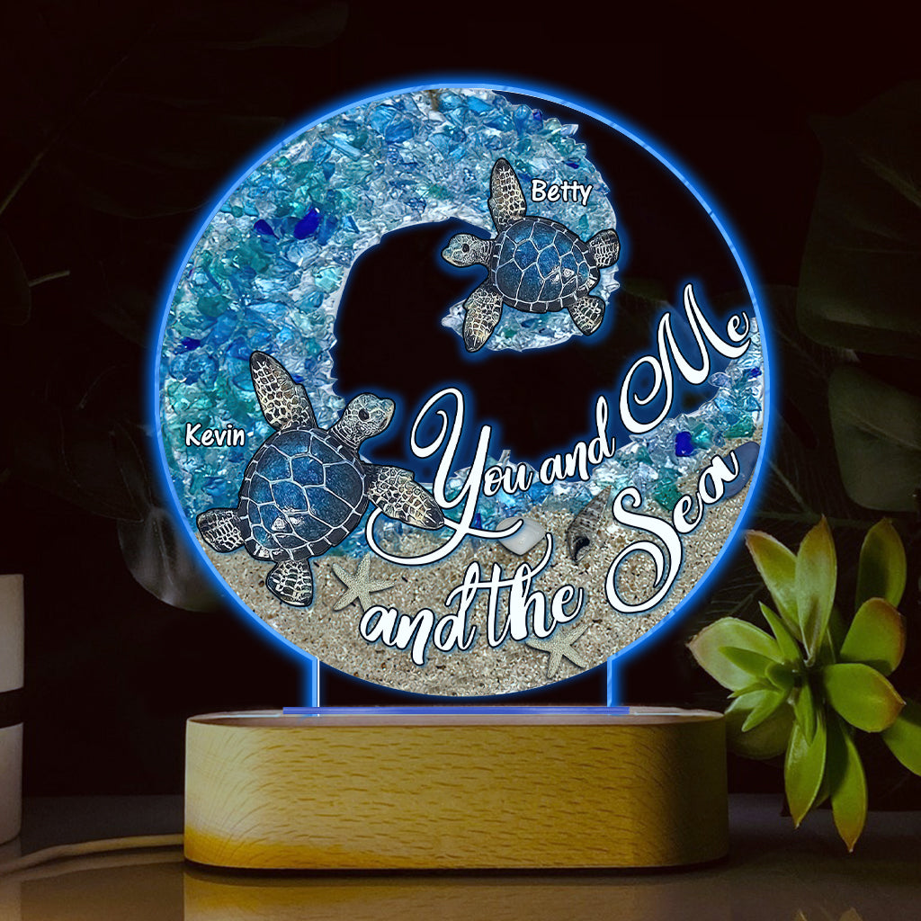 You And Me And The Beach - Personalized Couple Shaped Plaque Light Base