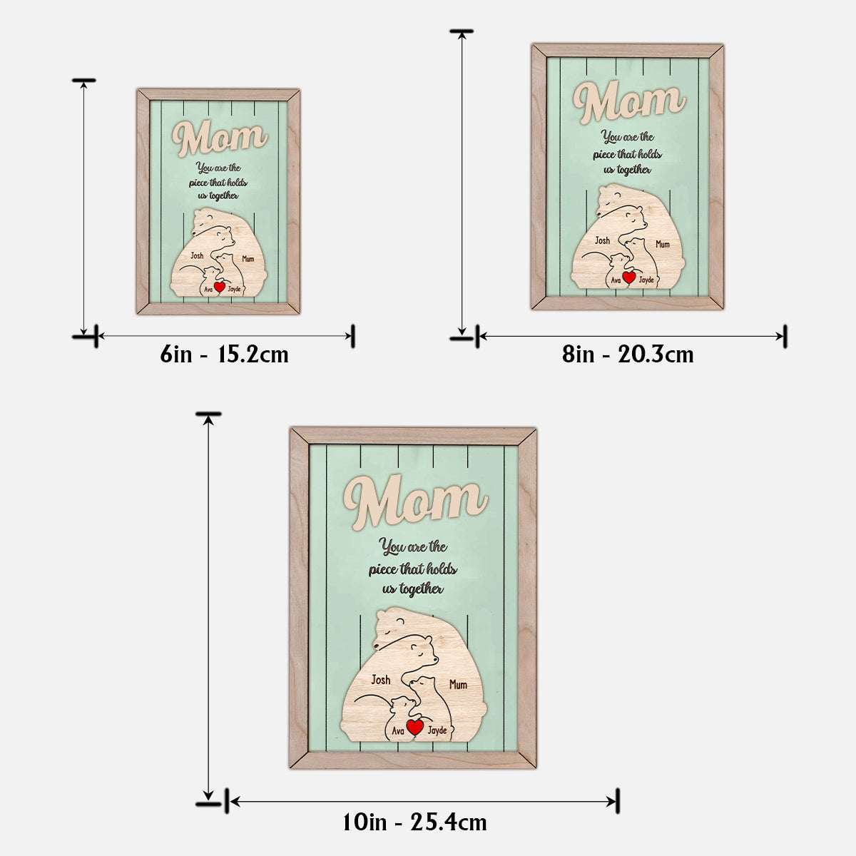 You're The Piece That Hold Us Together Mama Bear - Personalized Mother 2 Layered Wood Sign / Wood Plaque